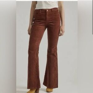 Wrangler high rise fierce flare brown corduroy jeans pants size 14/32x34 new
